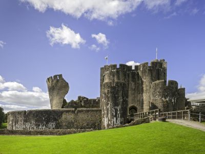 Caerphilly Castle famous leaning tower
